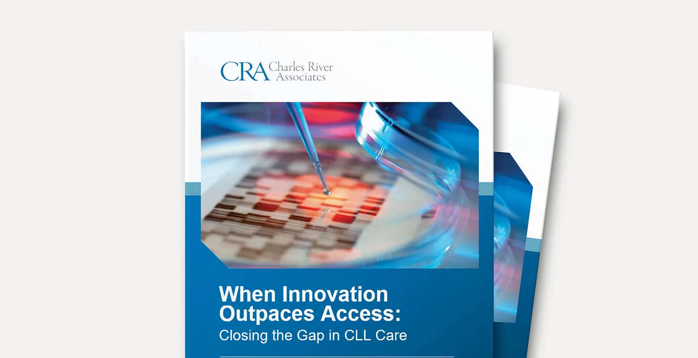 Report cover titled "When Innovation Outpaces Access: Closing the Gap in CLL Care"